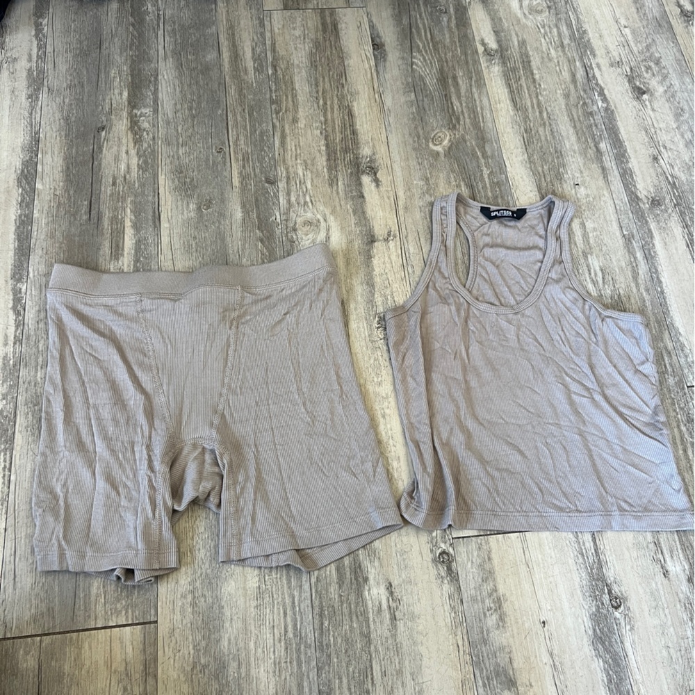Splits59 Theo Rib Shorts in Taupe- Shorts Only - Picture 7 of 10